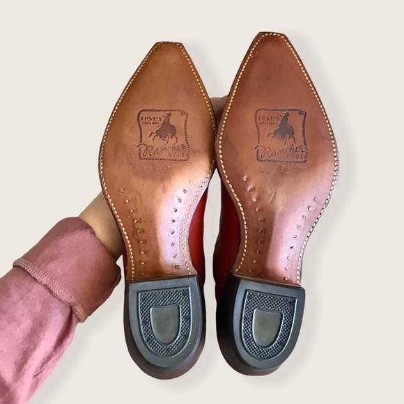 RARE 1950'S Frye Rancher Red/Brown Leather Cowboy Vintage Calf-High Boots - Picture 12 of 16